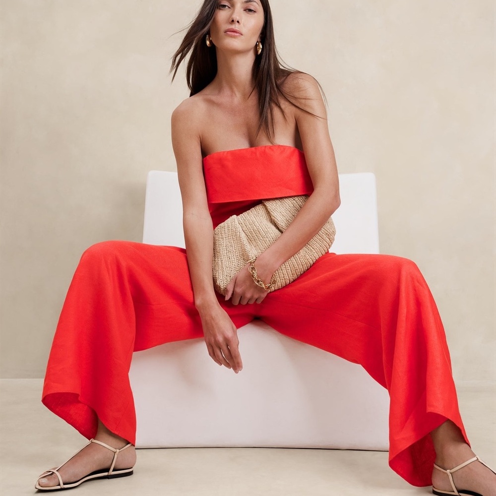 Vibrant Red Strapless Jumpsuit
